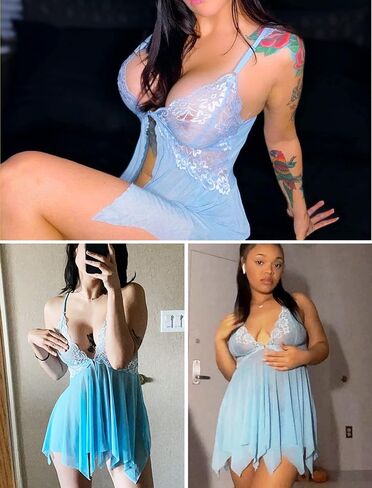 Avidlove Lingerie for Women Lace Babydoll V Neck Nightgown Full Slips Nightwear Strap Chemise Front Clousure Nightdress in Saudi Arabia