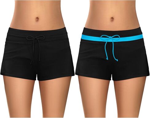 Apoway 2 Packs Womens Boardshorts Swimwear Waistband Swim Board Shorts Summer Swimwear Beach Trunks in Kuwait