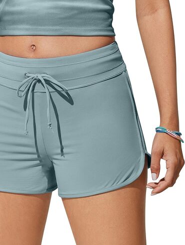 شورت سباحة نسائي من CRZ YOGA مقاس 7.62 سم ​​- شورت شاطئ سريع الجفاف، ملابس سباحة دولفين، شورت سباحة مع بطانة شبكية in Kuwait