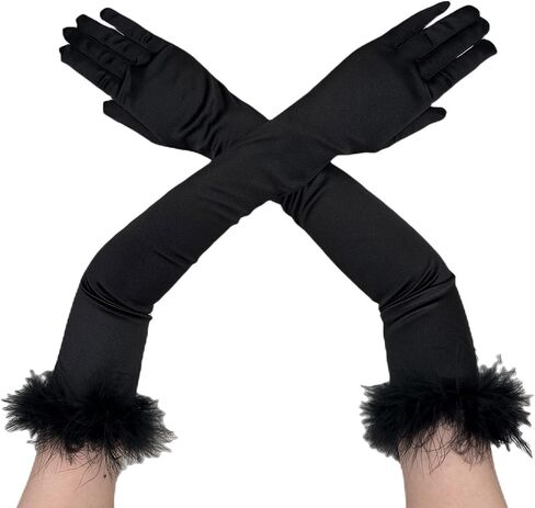 Aniler Women's Long Opera Party 1920s Satin Stretchy Elbow Length Gloves in Kuwait