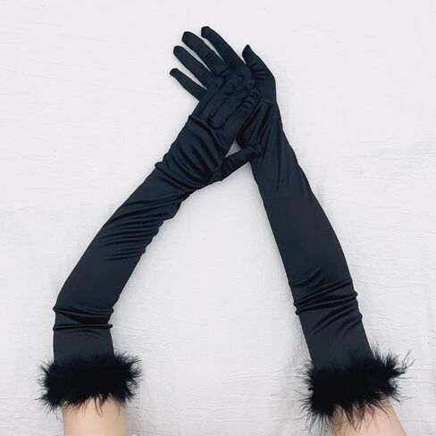 Aniler Women's Long Opera Party 1920s Satin Stretchy Elbow Length Gloves in Kuwait