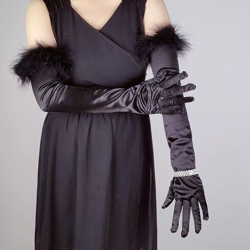Aniler Women's Long Opera Party 1920s Satin Stretchy Elbow Length Gloves in Kuwait