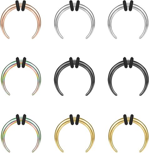 ZS 9Pcs 14G 16G Pincher Tapers Septum Rings, Stainless Steel Buffalo Horseshoe Stretcher Expander Piercing for Stretching Pierced Nose Ear Gauge in Saudi Arabia