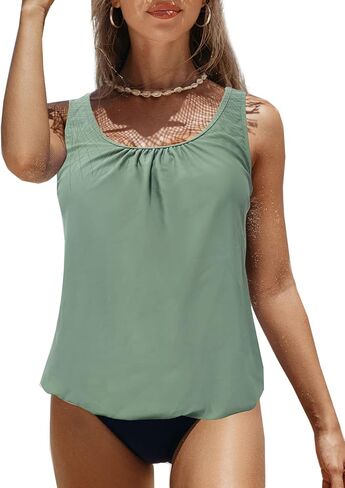 ملابس سباحة BIKINX Tankini للنساء مقاس كبير ملابس سباحة للتحكم في البطن مكونة من قطعتين in Kuwait