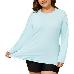 COOTRY Women's Plus Size Sun Shirts UPF 50+ UV Protection Long Sleeve Rash Guard Quick Dry Workout Hiking Fishing Swim Shirt in Kuwait