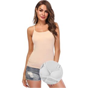 Women Camisole with Built-in Bra Cup Strap Supportive Padded Tank Top Layering Cami Undershirt for Yoga in Saudi Arabia