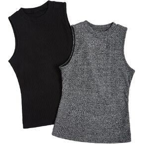 Floerns Women's 2 Piece Sleeveless Rib Knit Round Neck Camisole Tank Top in Saudi Arabia