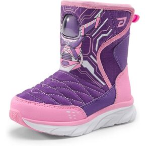 DREAM PAIRS Toddler Boys Girls Snow Boots Space Capsule Slot Hook and Loop Lightweight Faux Fur Lined Mid Calf Little Kids Winter Shoes