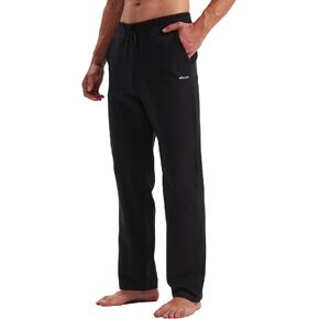 Willit Men's Cotton Yoga Sweatpants Exercise Pants Open Bottom Athletic Lounge Pants Loose Male Sweat Pants with Pockets