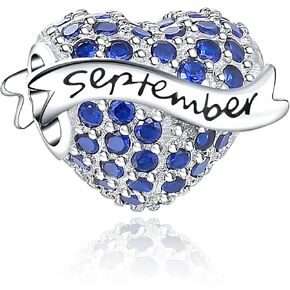 Birthstone Charms 925 Sterling Silver Love Heart Beads Fit Pandora Charms Bracelet, Fit Mother's Day Christmas Birthday Gift in Saudi Arabia