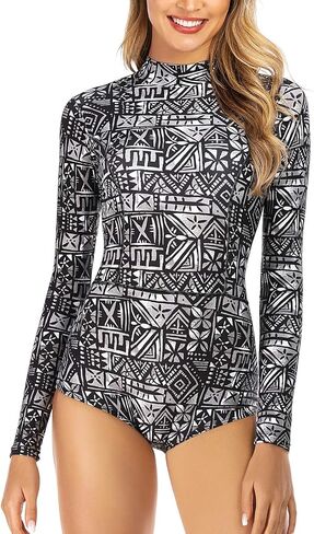 AXESEA Womens Rash Guard UPF 50+ Long Sleeve Swim Shirt One Piece Bathing Suit Swimsuit in Kuwait