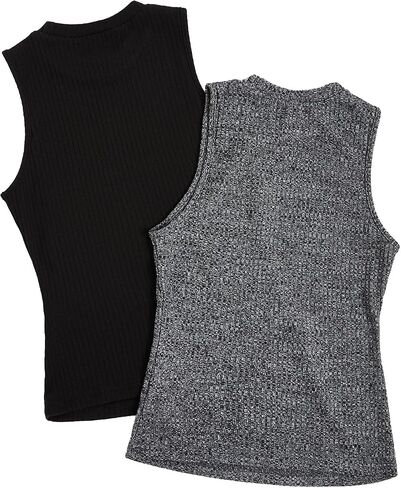 Floerns Women's 2 Piece Sleeveless Rib Knit Round Neck Camisole Tank Top in Kuwait