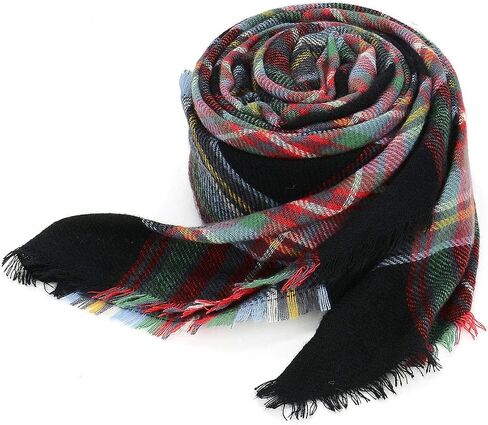 Trendy Women's Cozy Warm Winter Fall Blanket Scarf Stylish Soft Chunky Checked Giant Scarves Shawl Cape in Kuwait