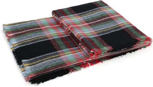 Trendy Women's Cozy Warm Winter Fall Blanket Scarf Stylish Soft Chunky Checked Giant Scarves Shawl Cape in Kuwait