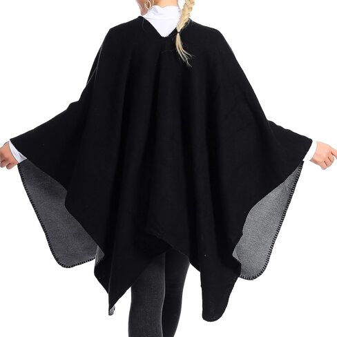 Zando Women's Warm Shawl Wrap Open Front Poncho Cape Color Block Shawls Winter Cardigan Wrap Printed Ponchos for Women 2 in Kuwait