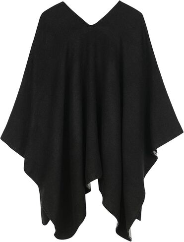 Zando Women's Warm Shawl Wrap Open Front Poncho Cape Color Block Shawls Winter Cardigan Wrap Printed Ponchos for Women 2 in Kuwait