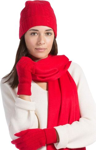 مجموعة قفازات ووشاح للسيدات من Fishers Finery بنسبة 100% من الكشمير مكونة من 3 قطع؛ مع صندوق رائع in Kuwait
