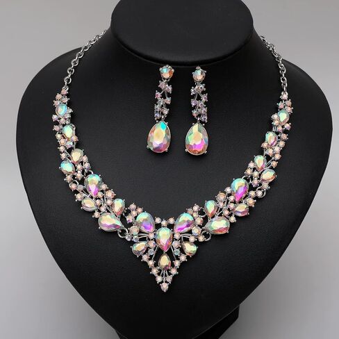 CSY 4 Pcs/Set Austrian Crystal Necklace Earrings Bracelet Ring Bridal Jewelry Sets for Brides Wedding Party Costume Accessories Gifts for Women in Saudi Arabia