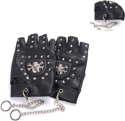قفازات Coolwife Steampunk القوطية للرجال من الجلد الطبيعي العتيق قفازات الكابتن بدون أصابع in Kuwait