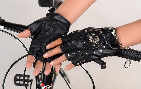 قفازات Coolwife Steampunk القوطية للرجال من الجلد الطبيعي العتيق قفازات الكابتن بدون أصابع in Kuwait