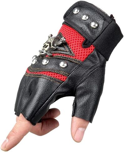قفازات Coolwife Steampunk القوطية للرجال من الجلد الطبيعي العتيق قفازات الكابتن بدون أصابع in Kuwait