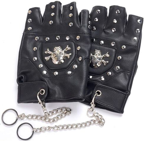 قفازات Coolwife Steampunk القوطية للرجال من الجلد الطبيعي العتيق قفازات الكابتن بدون أصابع in Kuwait