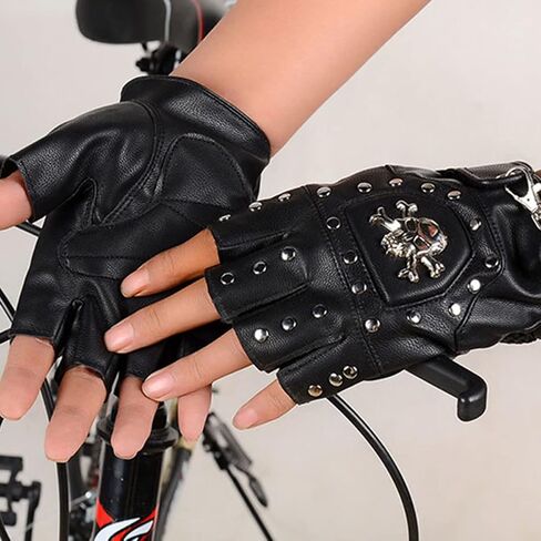 قفازات Coolwife Steampunk القوطية للرجال من الجلد الطبيعي العتيق قفازات الكابتن بدون أصابع in Kuwait