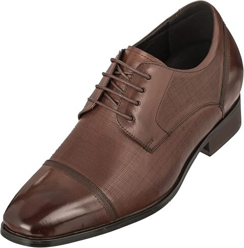 CALTO Men's Invisible Height Increasing Elevator Shoes - Premium Leather Lace-up Formal Oxfords - 3.2 Inches Taller in Saudi Arabia