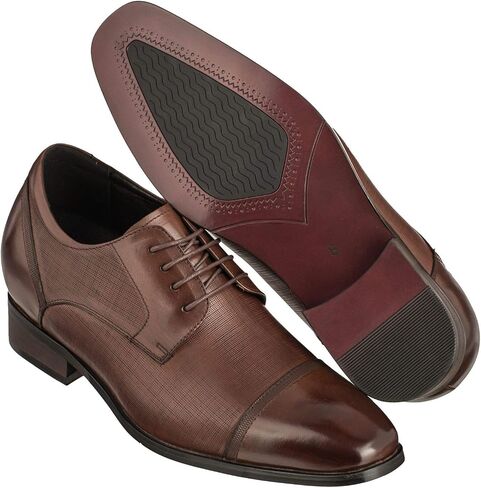 CALTO Men's Invisible Height Increasing Elevator Shoes - Premium Leather Lace-up Formal Oxfords - 3.2 Inches Taller in Saudi Arabia