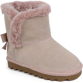 BEARPAW Early Walking Sherpa Lined Shortie Boots, Suede Shoes for Indoor and Outdoor, Babies’ Soft Suede Ankle Boots with Hard Bottom Soles