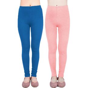 IRELIA 2 Pack Girls 100% Cotton Fleece Lined Warm Leggings Stretchy for Winter