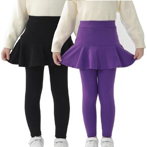 Trendy Girls' Leggings with Skirt - 2 Pack of Cotton Ruffle Skirt Pants for Kids for 3-10Years in Saudi Arabia
