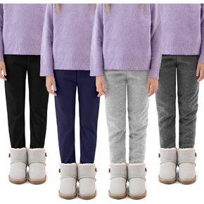 HIAHIF 4 Pack Thick Velvet Tights Thermal Pants Warm Stretchy Leggings Winter Fleece Lined Leggings for Kids Girls