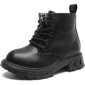 DADAWEN Boys Girls Glitter Ankle Boots Kids Lace Up Waterproof Combat Shoes With Side Zipper for Toddler/Little Kid/Big Kid