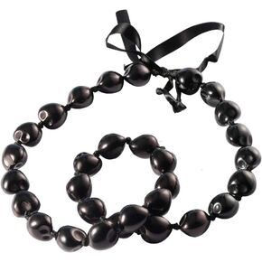 KUIYAI Hawaiian Kukui Nut Necklace with Chunky Heart-Shaped Beads Ribbon Tie Closure in Kuwait