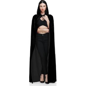 Ammiko Velvet Cape Unisex Cloak with Hood Halloween Costume Hooded Cloak Adult Vampire Witch Cape Women