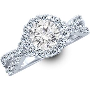 2 Carat Classic Lab Grown Synthetic Round Classic Split Shank Halo IGI Certified Diamond Engagement Ring (1.5 Ct, H-I Color, VS1-VS2 Clarity Center) in Saudi Arabia