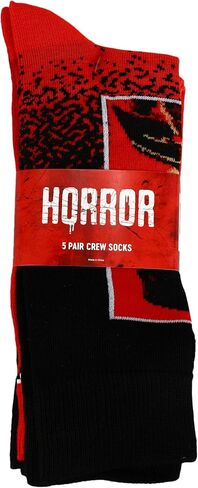 Warner Brothers Horror Movie Characters Men's 5-Pack Crew Socks in Saudi Arabia