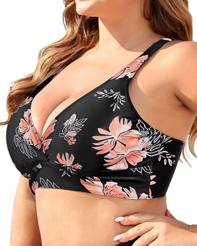 Yonique Women Plus Size Bikini Top Large Bust Swim Top Full Coverage Swimsuit Sport Bra Bathing Suit in Kuwait