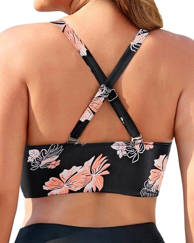 Yonique Women Plus Size Bikini Top Large Bust Swim Top Full Coverage Swimsuit Sport Bra Bathing Suit in Kuwait