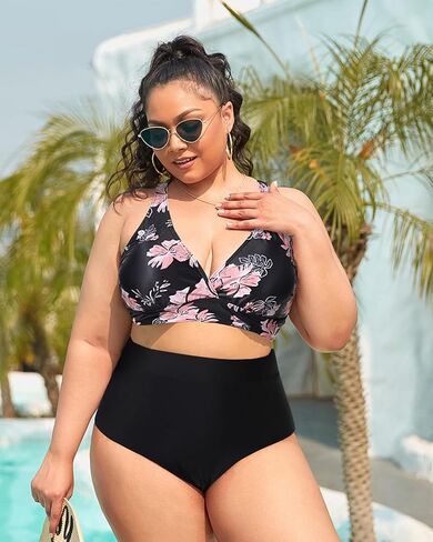 Yonique Women Plus Size Bikini Top Large Bust Swim Top Full Coverage Swimsuit Sport Bra Bathing Suit in Kuwait