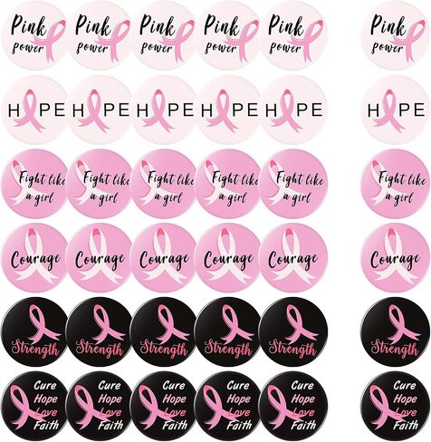 Pink ribbon Buttons Breast Cancer Awareness Buttons for Public Event, Survivor Campaign, Marathon, 6 Designs in Saudi Arabia