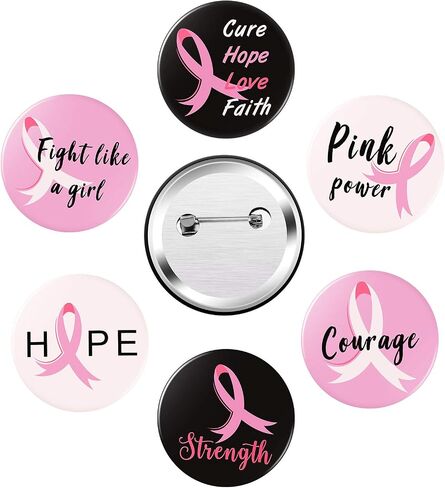 Pink ribbon Buttons Breast Cancer Awareness Buttons for Public Event, Survivor Campaign, Marathon, 6 Designs in Saudi Arabia