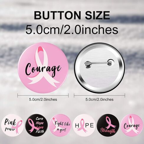 Pink ribbon Buttons Breast Cancer Awareness Buttons for Public Event, Survivor Campaign, Marathon, 6 Designs in Saudi Arabia