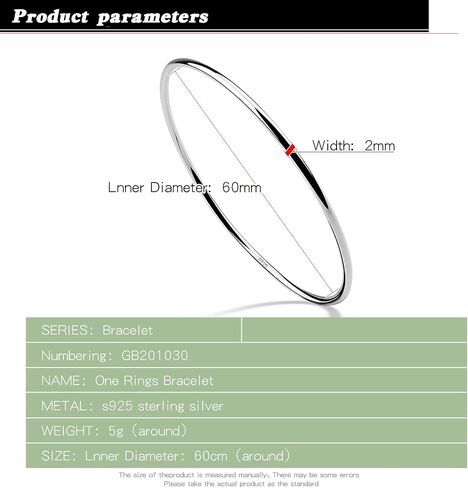 Minimalist Original 925 Sterling Silver Banglest Women DIY Stackable 1/2/3 ..Countless Set Bracelet 2MM Thick Diameter 60 mm -65 mm -68 mm Jewelry Gift Wife Girls Her in Kuwait