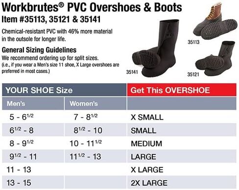 TINGLEY Rubber 35141 Work Brutes PVC 1 Inch Overshoe with Button, XX-Large, أسود in Saudi Arabia