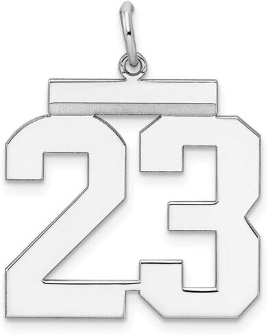 Solid 925 Sterling Silver Large Number 23 Charm Pendant - 24mm x 20mm in Saudi Arabia