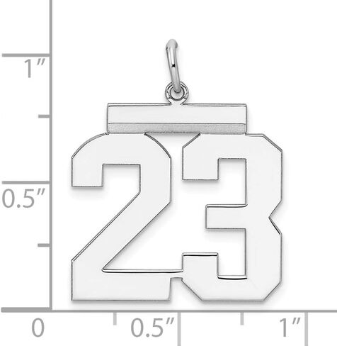 Solid 925 Sterling Silver Large Number 23 Charm Pendant - 24mm x 20mm in Saudi Arabia