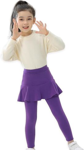 Trendy Girls' Leggings with Skirt - 2 Pack of Cotton Ruffle Skirt Pants for Kids for 3-10Years in Kuwait