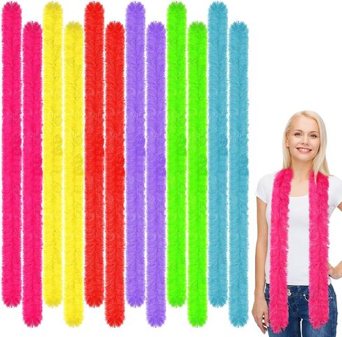 Xtinmee 12 Pcs 5 ft Feather Boas Artificial Fluffy Boas Decoration Feather Scarf for Women Girl Halloween Tea Party (Multicolor) in Saudi Arabia